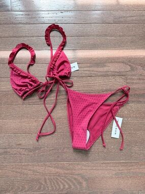NWT PacSun Red Tie-Front Triangle Bikini Top